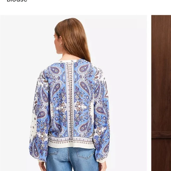 NWT loft bandana print top blue brown and cream 20” long - Picture 6 of 7